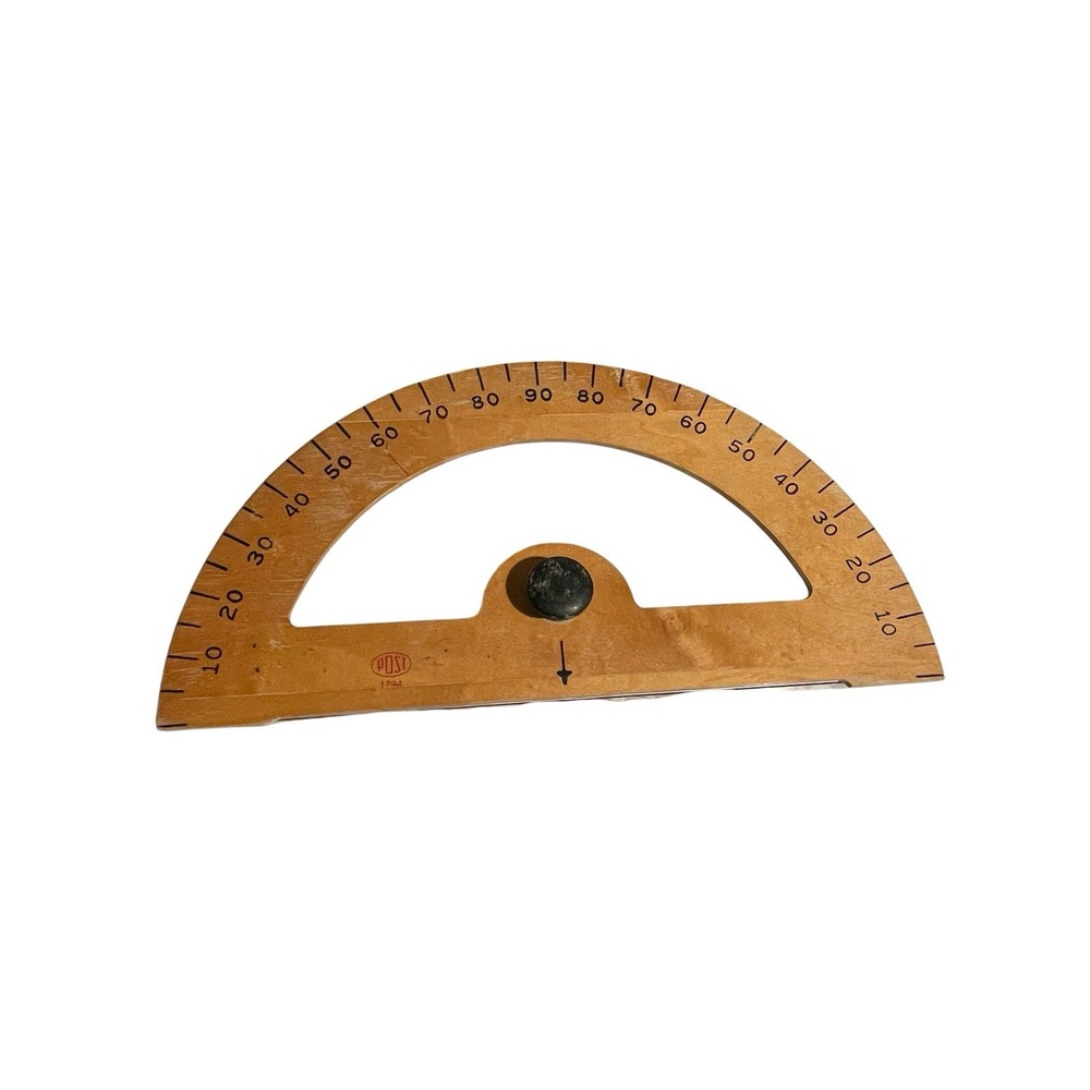 Vintage Large Wood Protractor POST 1794 Wooden Blackboard Classroom Teacher 14"
